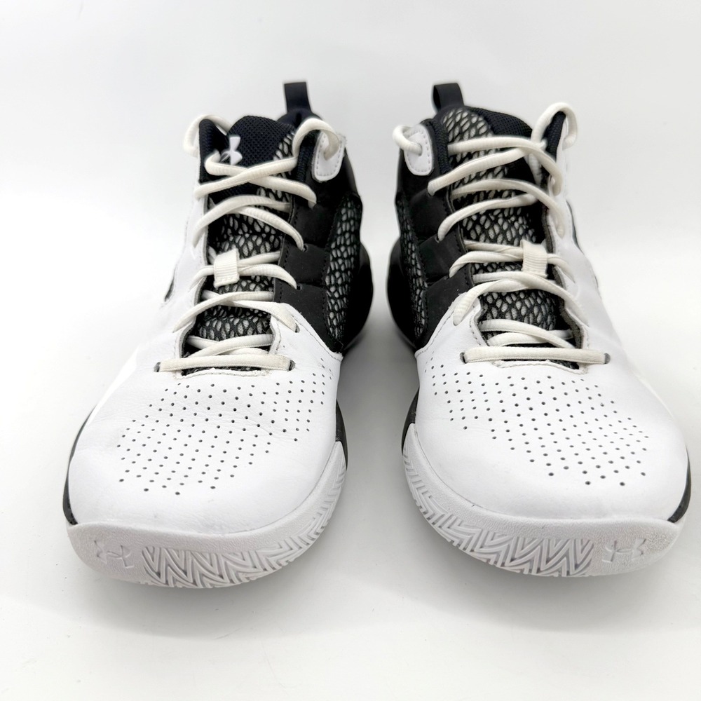 Under Armour Lockdown 5 Basketball Shoes Mens 10 White Black Athletic Shoes - Picture 7 of 11